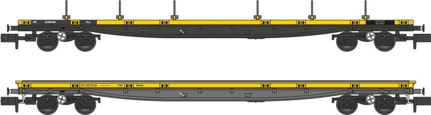 Revolution RT-N-YLA-206 Twin pack of Mullets in Departmental yellow. (black & Grey underframes)