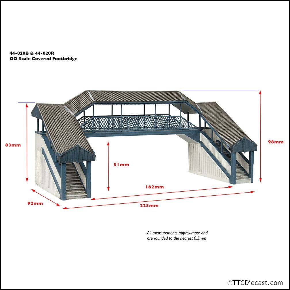 Scenecraft 44-020R Covered Metal Footbridge Red and Cream, OO Gauge