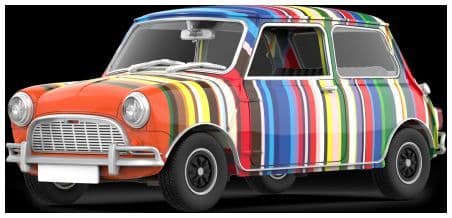 Tiny HYP00004 Mini Art Car Coloured Stripes 1:50 Scale *PRE ORDER £23.74*