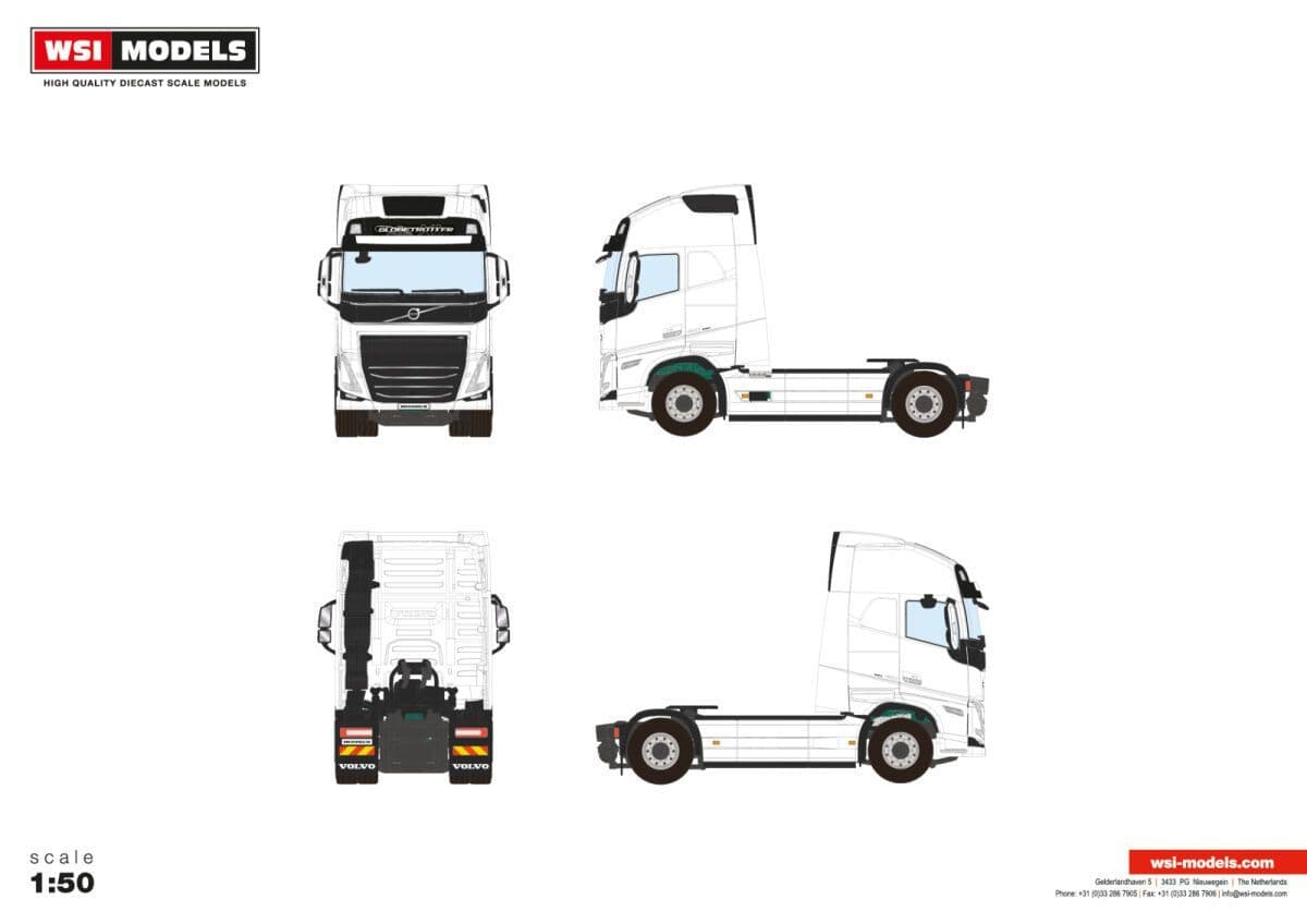 Wsi 03-2041 Volvo FH5 Globetrotter XL 4x2 'White Line', 1/50 Scale