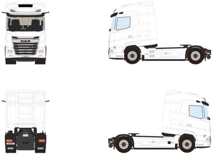 WSI 03-2065 DAF XG MY25 4x2 White Line, 1:50 Scale