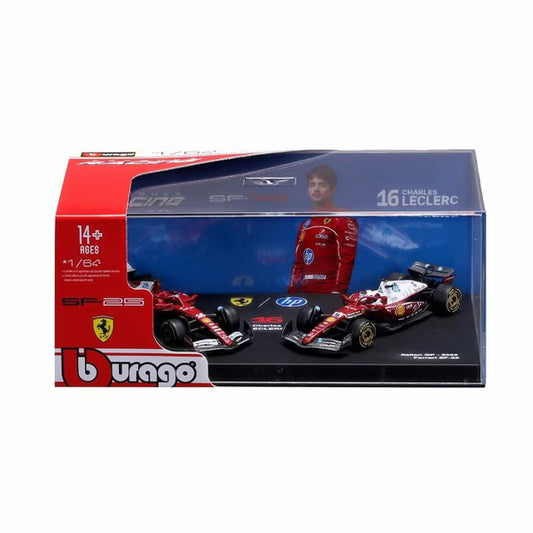 Burago 56807L Ferrari F1 2 Pack Premium #16 Charles Leclerc 1:64 Scale *PRE ORDER £22.79*
