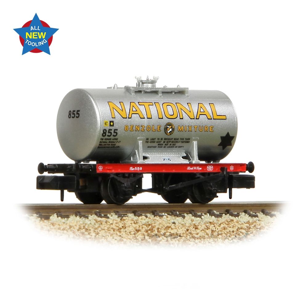 Farish 378-002 14T Anchor-Mounted Tank Wagon 'National Benzole' Silver - N Gauge
