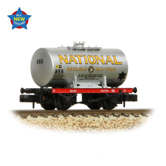 Farish 378-002 14T Anchor-Mounted Tank Wagon 'National Benzole' Silver - N Gauge