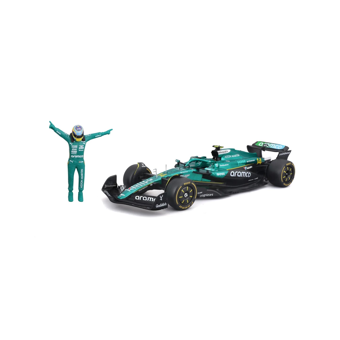 Burago 28071A Aston Martin F1 AMR 25 #14 Fernando Alonso 2025 w/Figure 1:24 Scale *PRE ORDER £31.49*