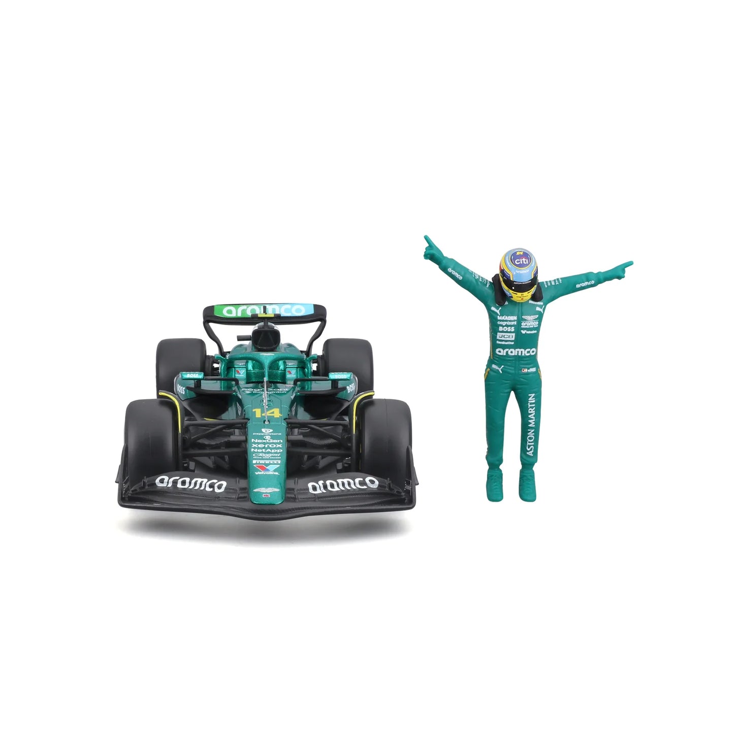 Burago 28071A Aston Martin F1 AMR 25 #14 Fernando Alonso 2025 w/Figure 1:24 Scale *PRE ORDER £31.49*