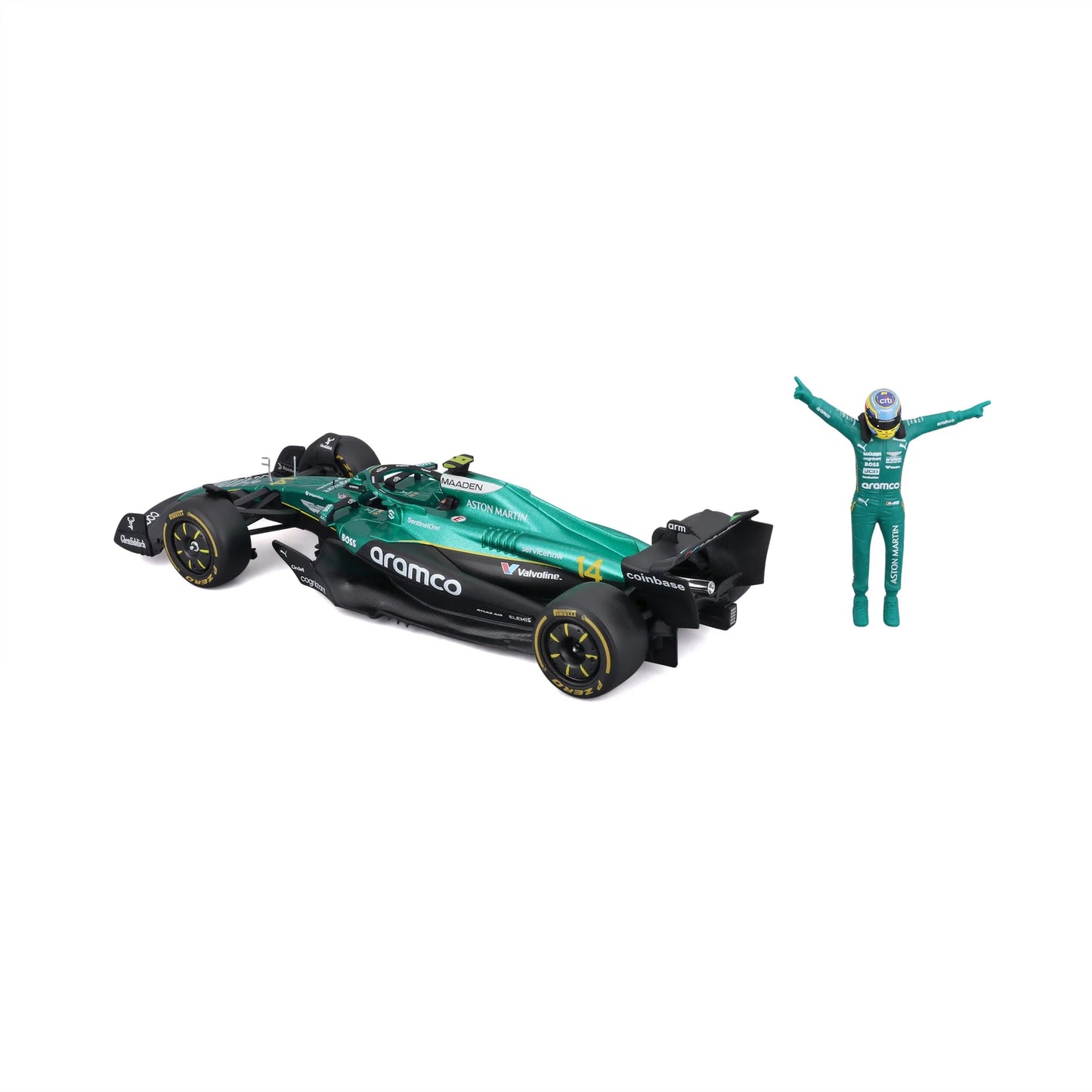 Burago 28071A Aston Martin F1 AMR 25 #14 Fernando Alonso 2025 w/Figure 1:24 Scale *PRE ORDER £31.49*