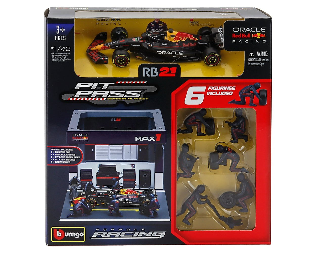 Burago 38459V Red Bull F1 RB21 2025 Pit Pass Diorama Verstappen 1:43 Scale *PRE ORDER £23.74*