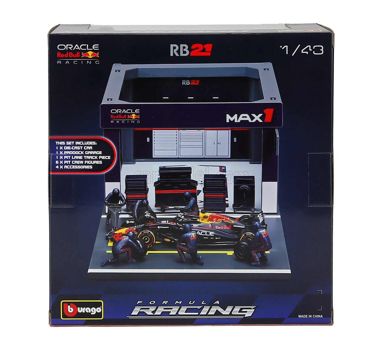 Burago 38459V Red Bull F1 RB21 2025 Pit Pass Diorama Verstappen 1:43 Scale *PRE ORDER £23.74*