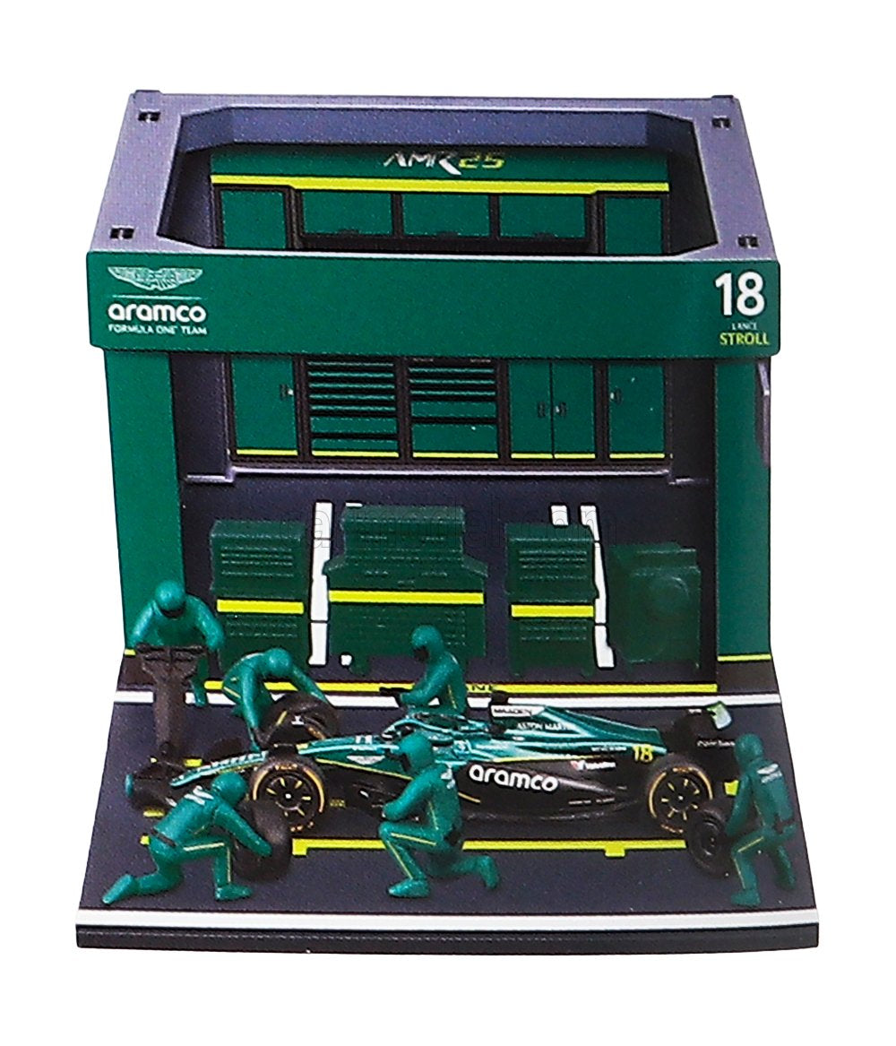 Burago 38460S Aston Martin F1 AMR25 2025 Pit Pass Diorama Stroll, 1:43 Scale