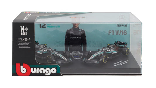 Burago 58020A Mercedes F1 2 Pack Premium #63 George Russell - #12 Kimi Antonelli 1:64 Scale *PRE ORDER £22.79*