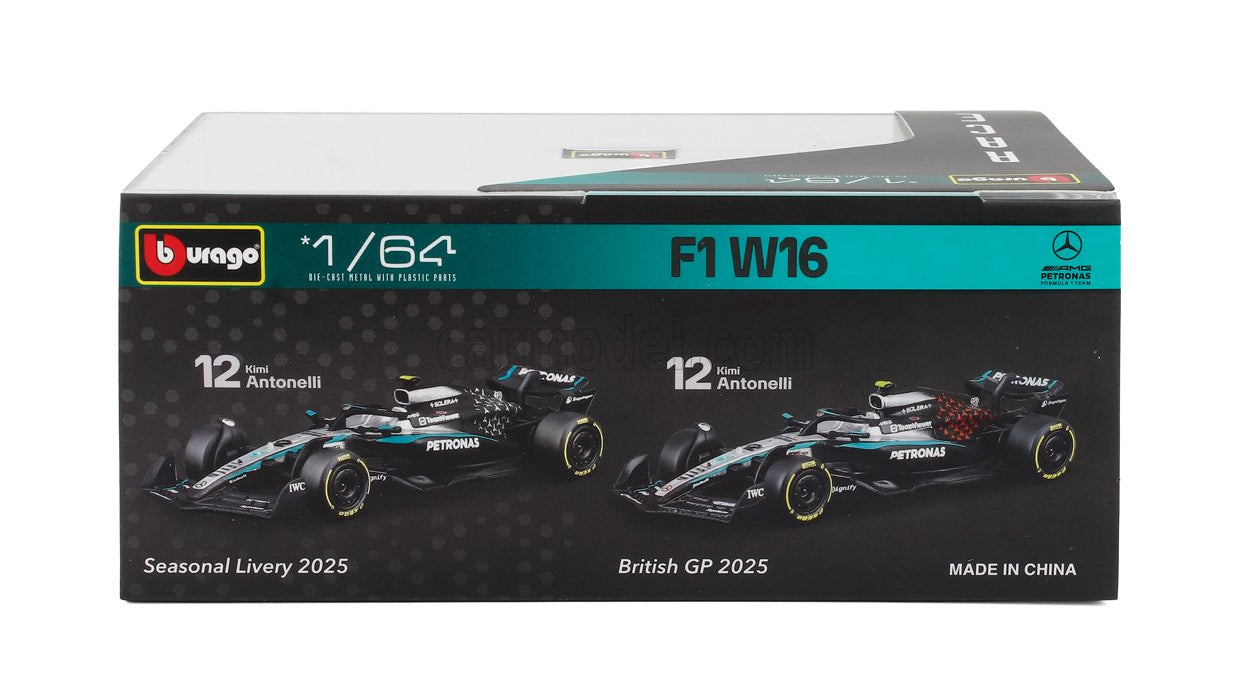 Burago 58020A Mercedes F1 2 Pack Premium #63 George Russell - #12 Kimi Antonelli 1:64 Scale *PRE ORDER £22.79*