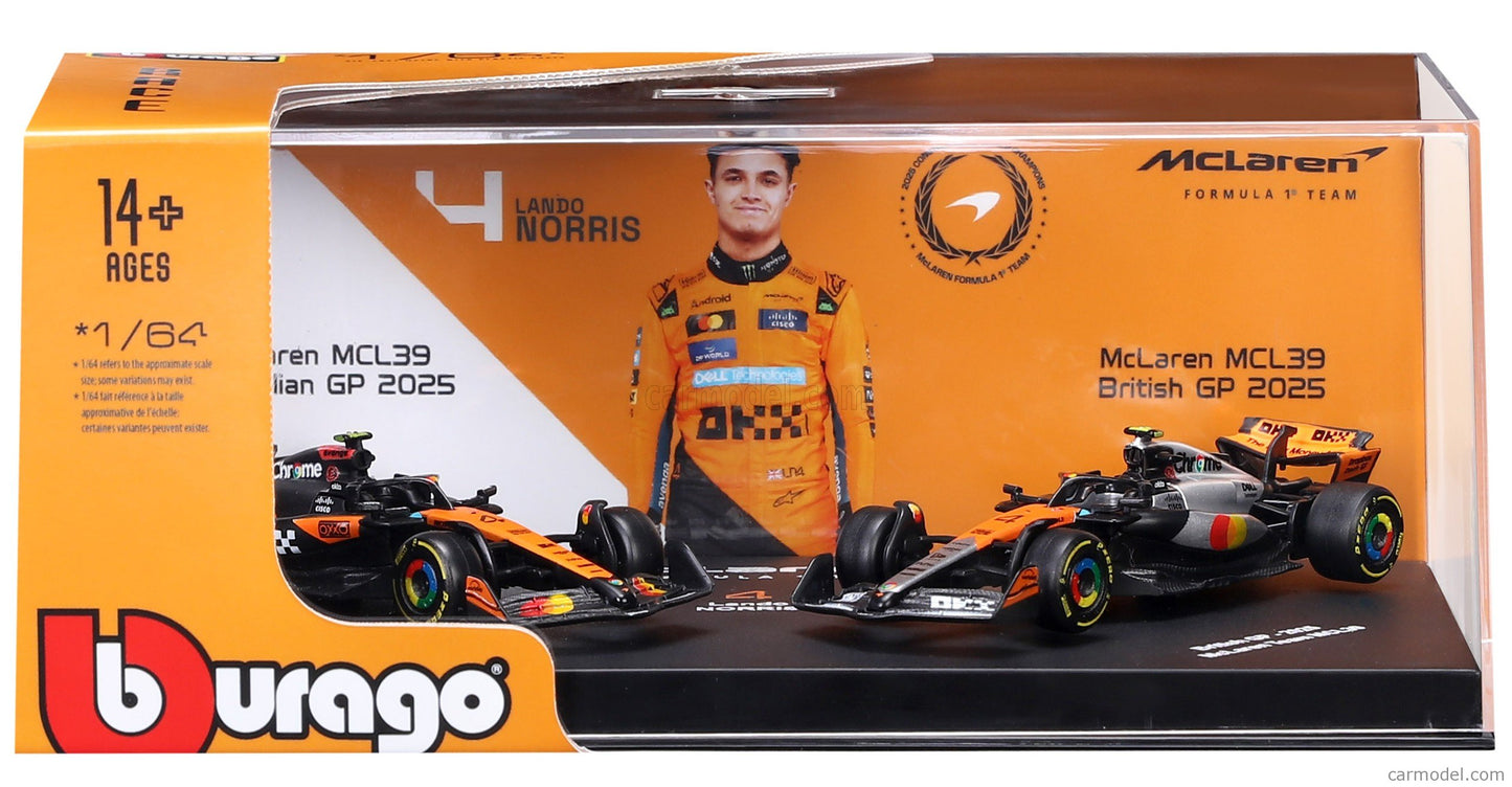Burago 58019N McLaren F1 2 Pack Premium #4 Lando Norris - #81 Oscar Piastri 1:64 Scale *PRE ORDER £22.79*