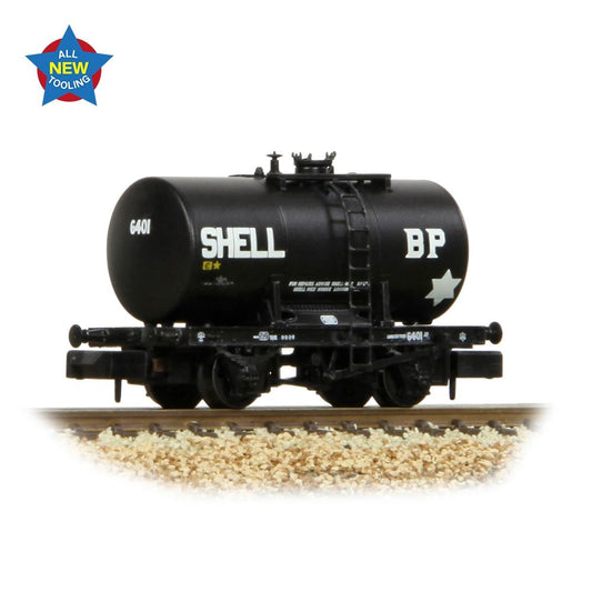 Farish 378-004 20T Anchor-Mounted Tank Wagon 'Shell/BP' Black - N Gauge