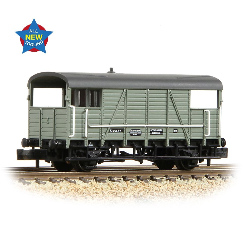 Farish 378-027 SE&CR 25T 'Dance Hall' Brake Van BR Grey - N Gauge