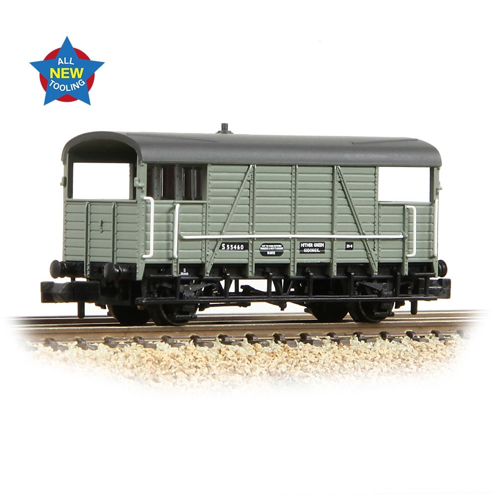 Farish 378-027A SE&CR 25T 'Dance Hall' Brake Van BR Grey - N Gauge