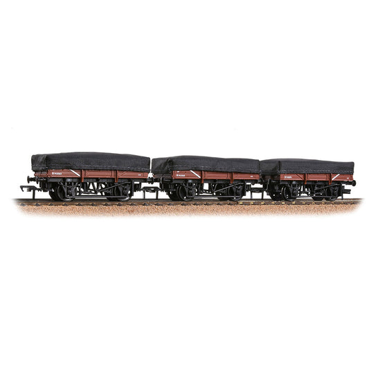 Bachmann 33-091 5 Plank China Clay 3-Wagon Pack BR Bauxite (Early); With Covers OO Gauge *LAST FEW*