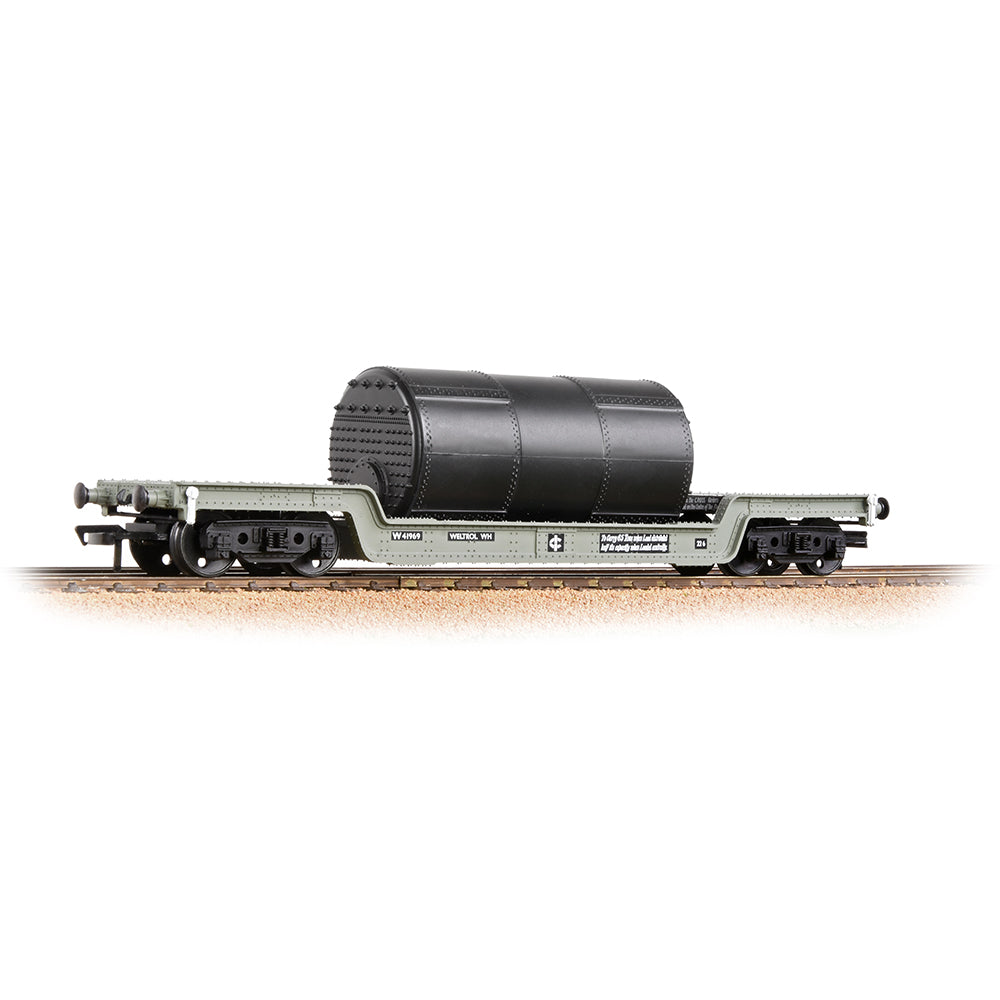 Bachmann 33-901F 45T Bogie Well Wagon BR Grey (Early) - Includes Wagon Load, OO Gauge *LAST FEW*