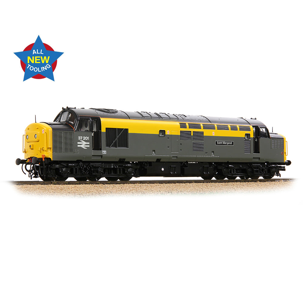 Bachmann 35-308 Class 37/0 37201 'St. Margaret' BR Eng. Grey & Yellow, OO Gauge