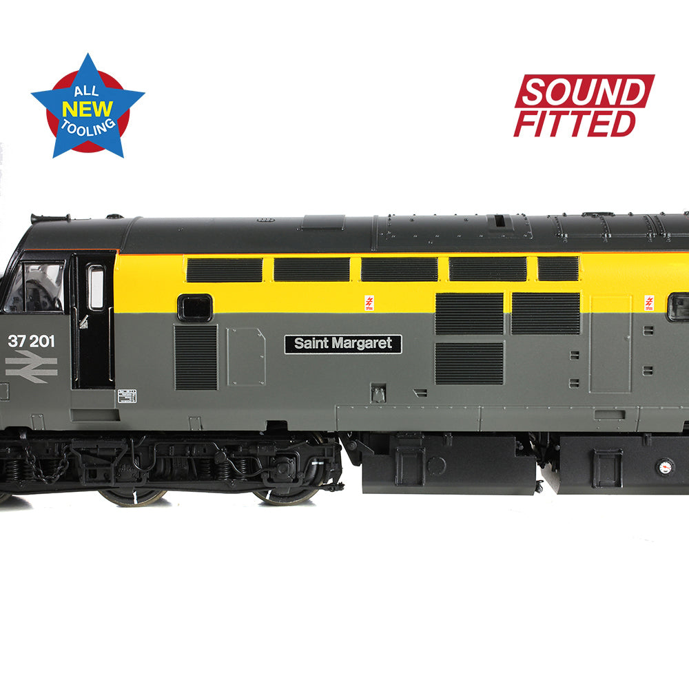 Bachmann 35-308SF Class 37/0 37201 'St. Margaret' BR Eng. Grey & Yellow, OO Gauge