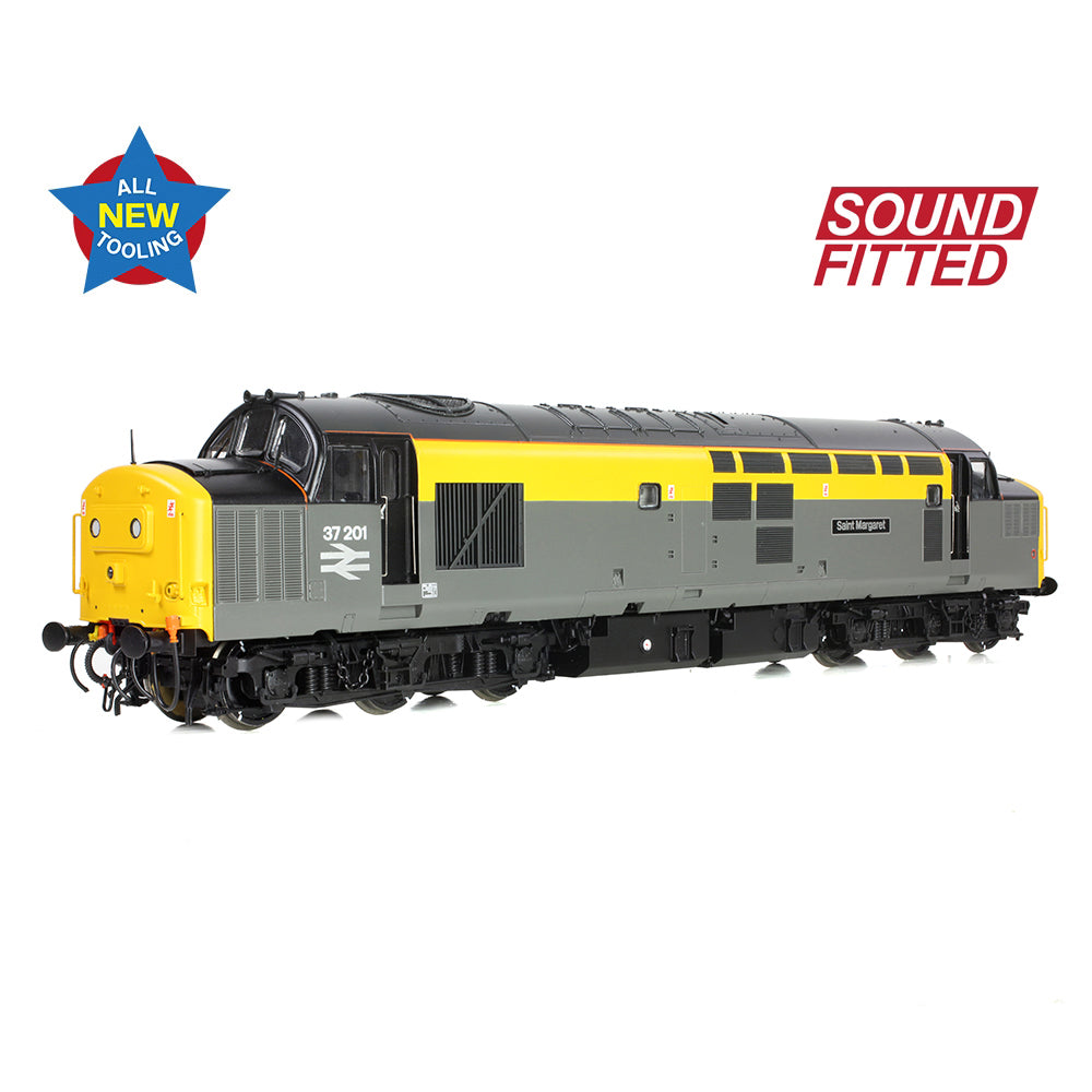 Bachmann 35-308SF Class 37/0 37201 'St. Margaret' BR Eng. Grey & Yellow, OO Gauge