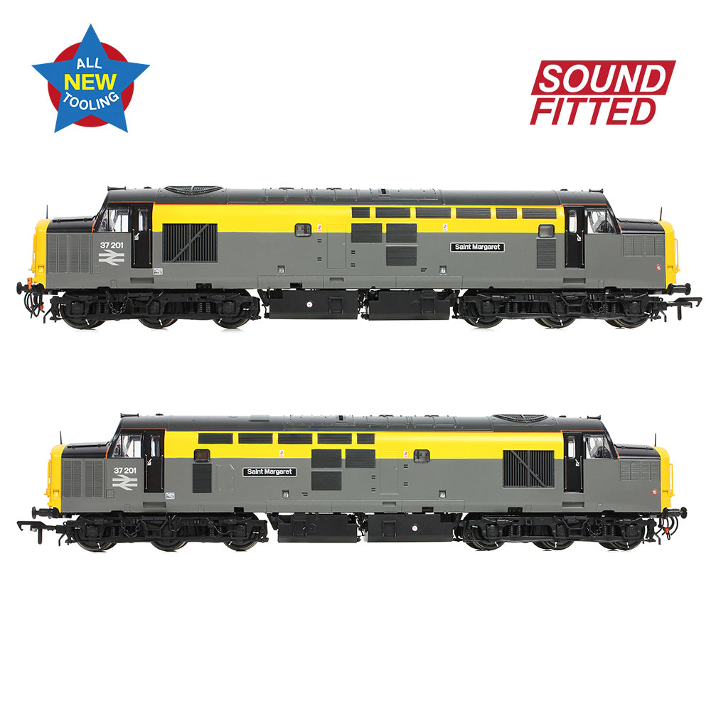 Bachmann 35-308SF Class 37/0 37201 'St. Margaret' BR Eng. Grey & Yellow, OO Gauge