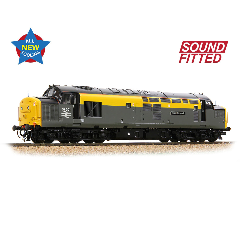 Bachmann 35-308SF Class 37/0 37201 'St. Margaret' BR Eng. Grey & Yellow, OO Gauge