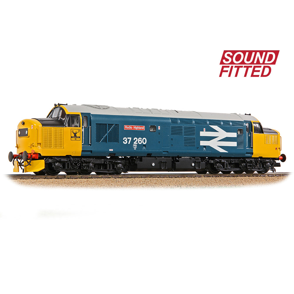 Bachmann 35-309SF Class 37/0 Centre H/Code 37260 'Radio Highland' BR Blue (LL), OO Gauge