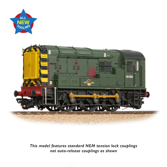 Bachmann 35-926 Class 08 08923 BR Green (Wasp Stripes) [Weathered] OO Gauge *LAST FEW*