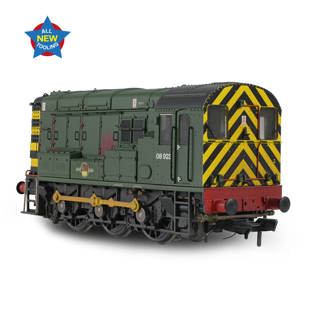 Bachmann 35-926 Class 08 08923 BR Green (Wasp Stripes) [Weathered] OO Gauge *LAST FEW*