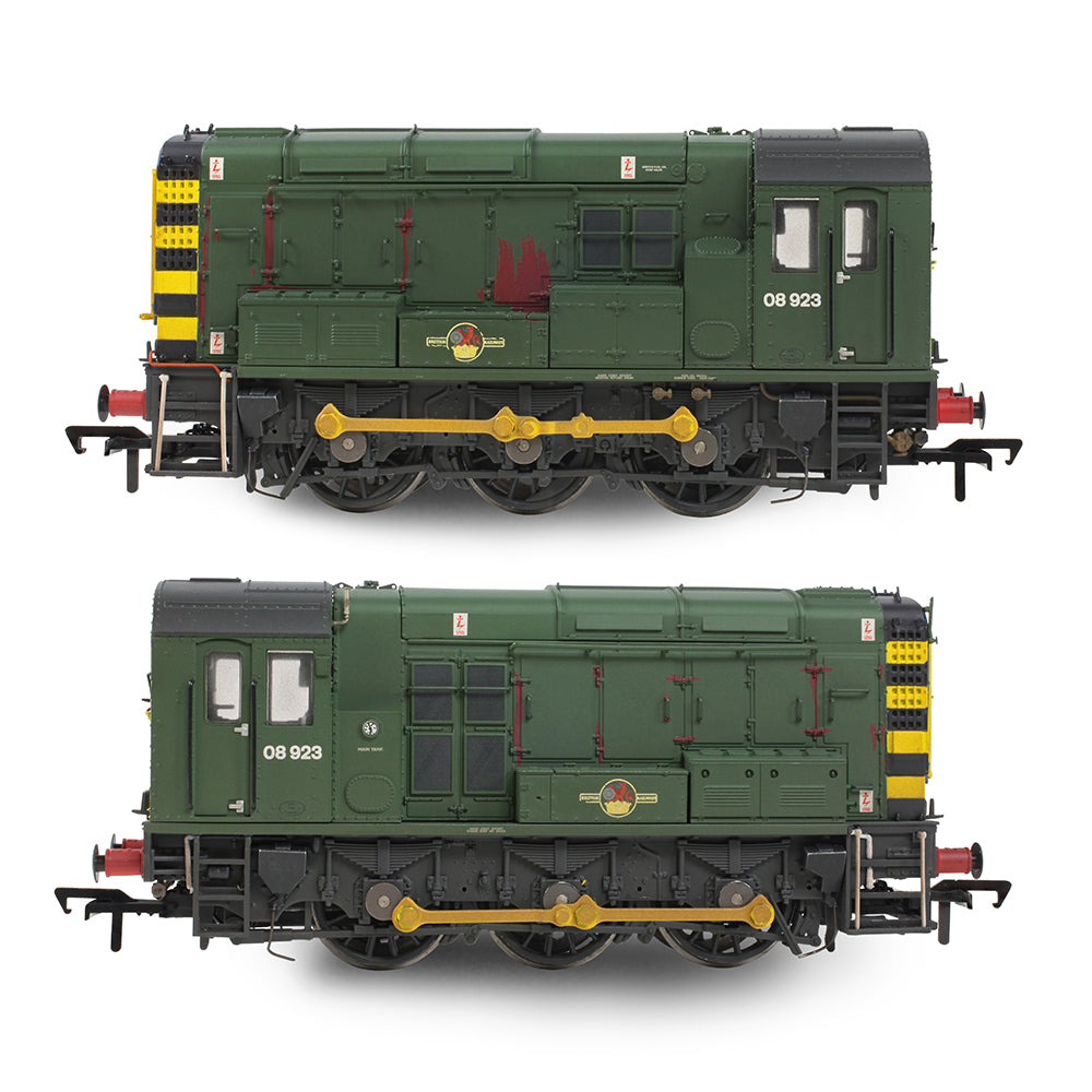 Bachmann 35-926 Class 08 08923 BR Green (Wasp Stripes) [Weathered] OO Gauge *LAST FEW*