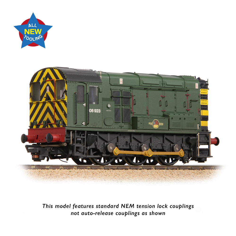 Bachmann 35-926 Class 08 08923 BR Green (Wasp Stripes) [Weathered] OO Gauge *LAST FEW*