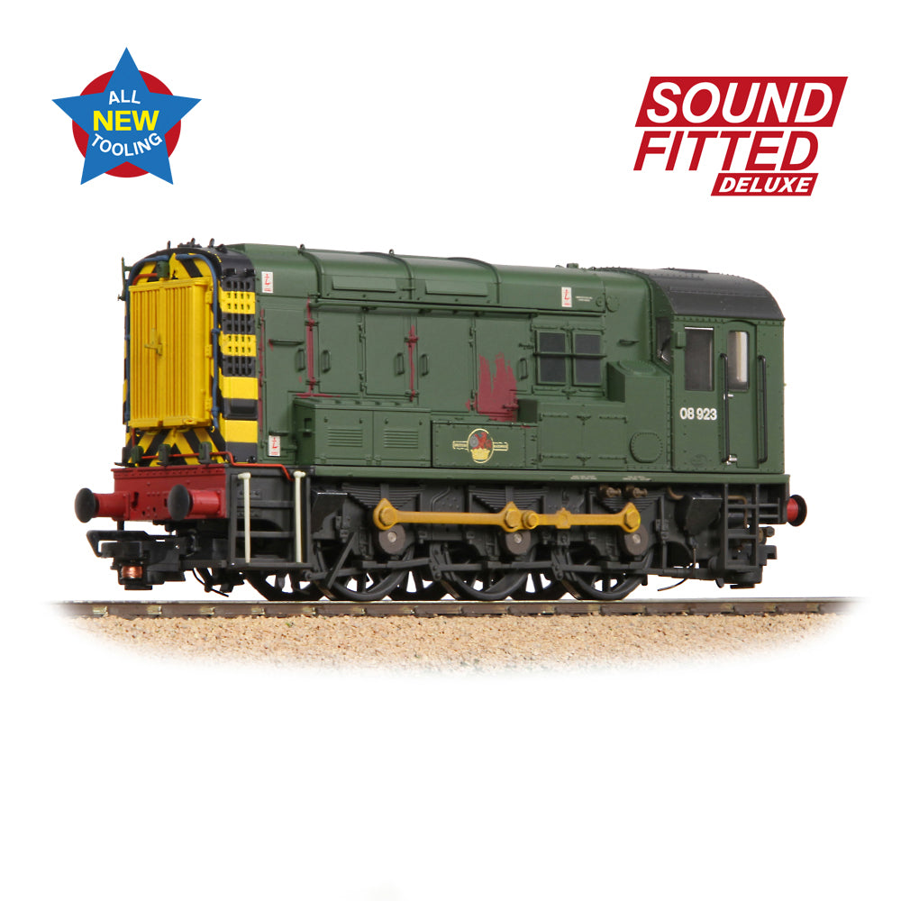 Bachmann 35-926SFX Class 08 08923 BR Green (Wasp Stripes) [Weathered] OO Gauge *LAST FEW*