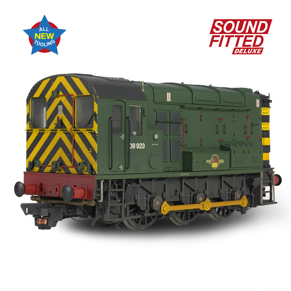 Bachmann 35-926SFX Class 08 08923 BR Green (Wasp Stripes) [Weathered] OO Gauge *LAST FEW*