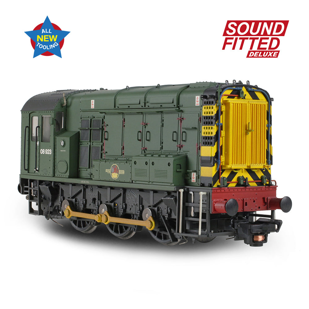 Bachmann 35-926SFX Class 08 08923 BR Green (Wasp Stripes) [Weathered] OO Gauge *LAST FEW*