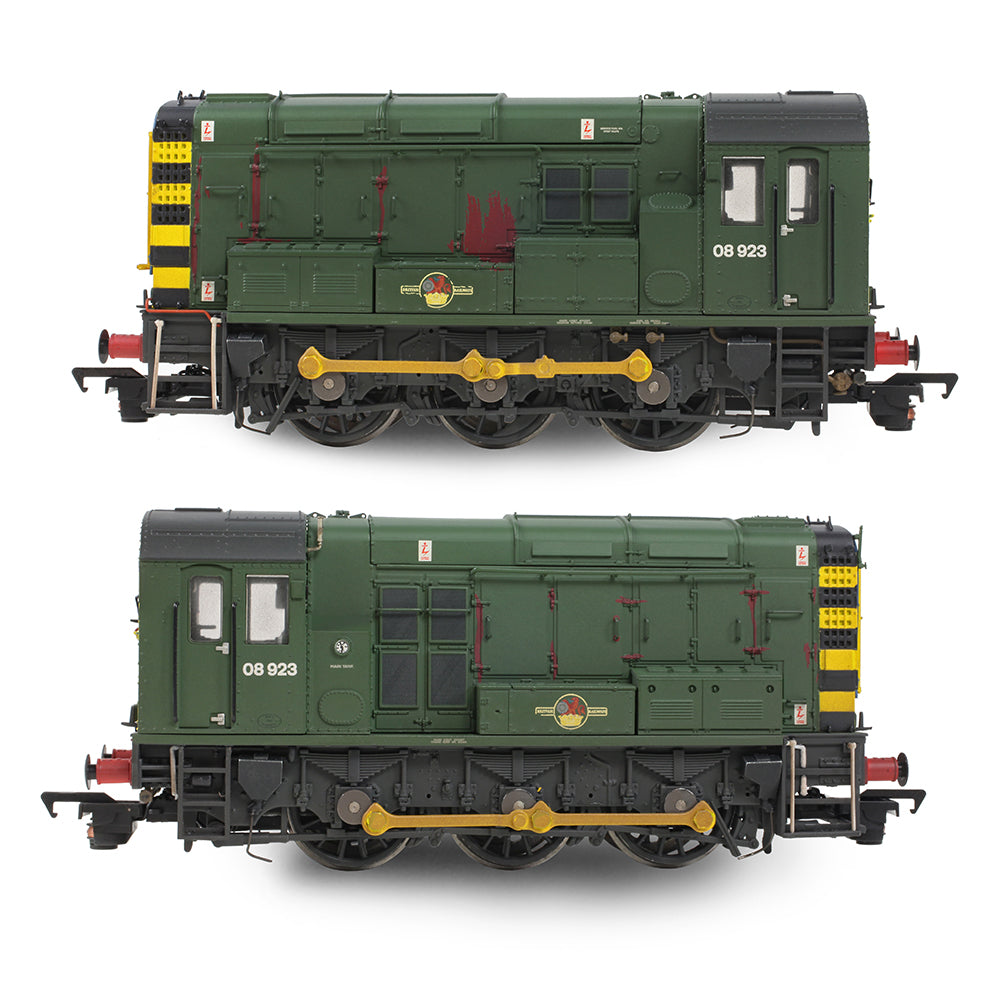 Bachmann 35-926SFX Class 08 08923 BR Green (Wasp Stripes) [Weathered] OO Gauge *LAST FEW*