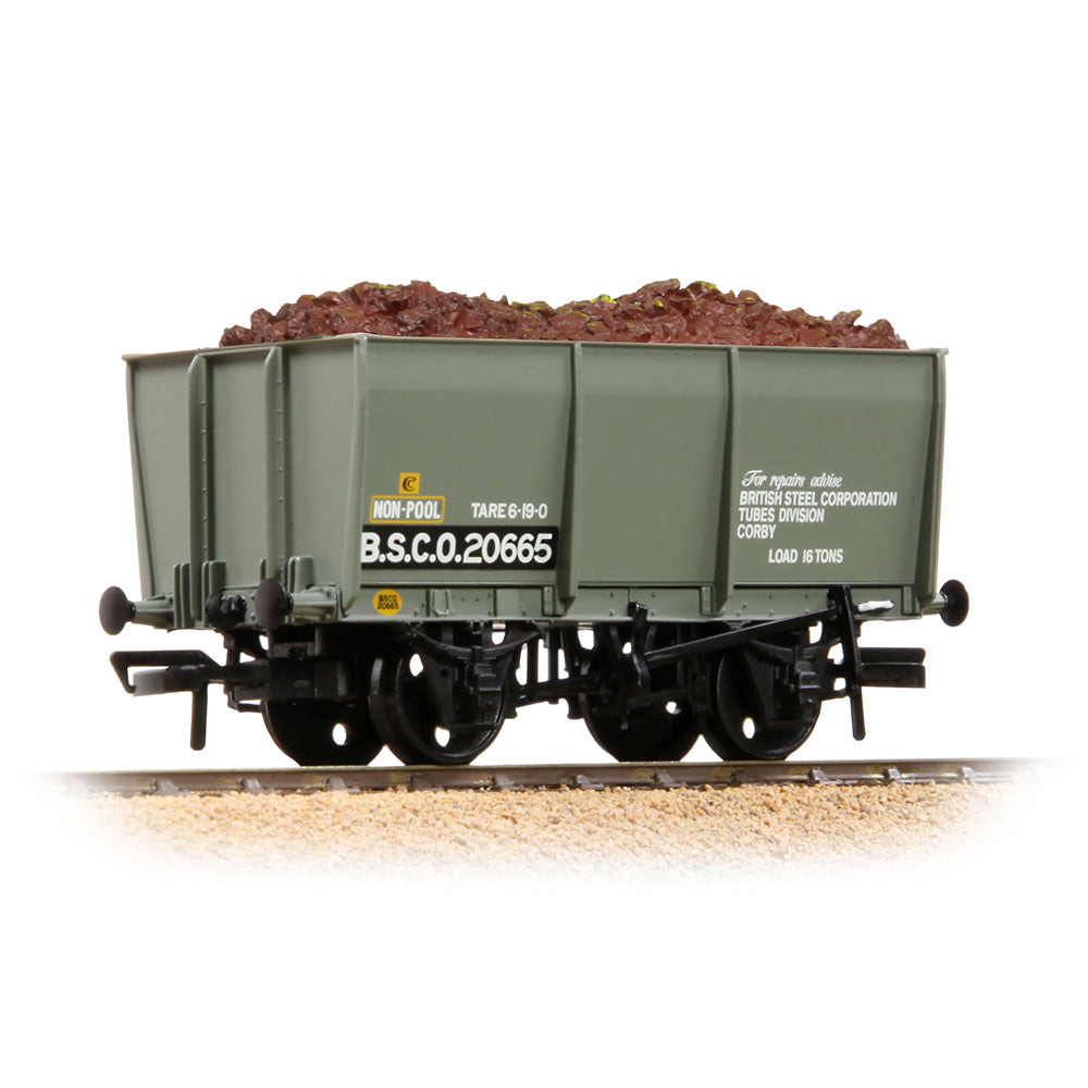 Bachmann 37-400B 16T Steel Slope-Sided Tippler Mineral Wagon BSC Grey [WL], OO Gauge