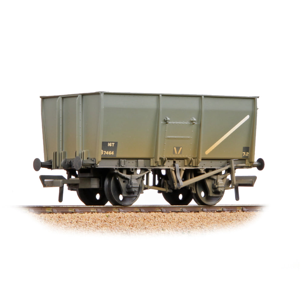 Bachmann 37-450D 16T Steel Slope-Sided Mineral Wagon Rivetted Doors BR Grey [W], OO Gauge
