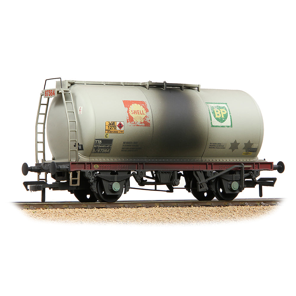 Bachmann 37-577C BR 45T TTA Tank Wagon Wagon 'Shell-BP' Grey - Weathered, OO Gauge