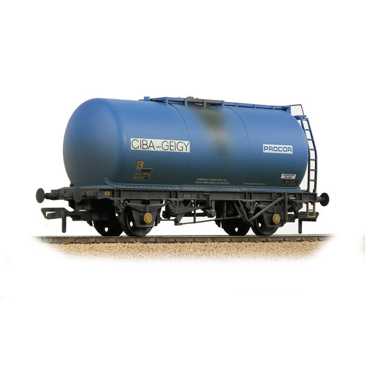 Bachmann 37-584B BR 45T TTA Tank Wagon 'Ciba-Geigy' Blue - Weathered, OO Gauge