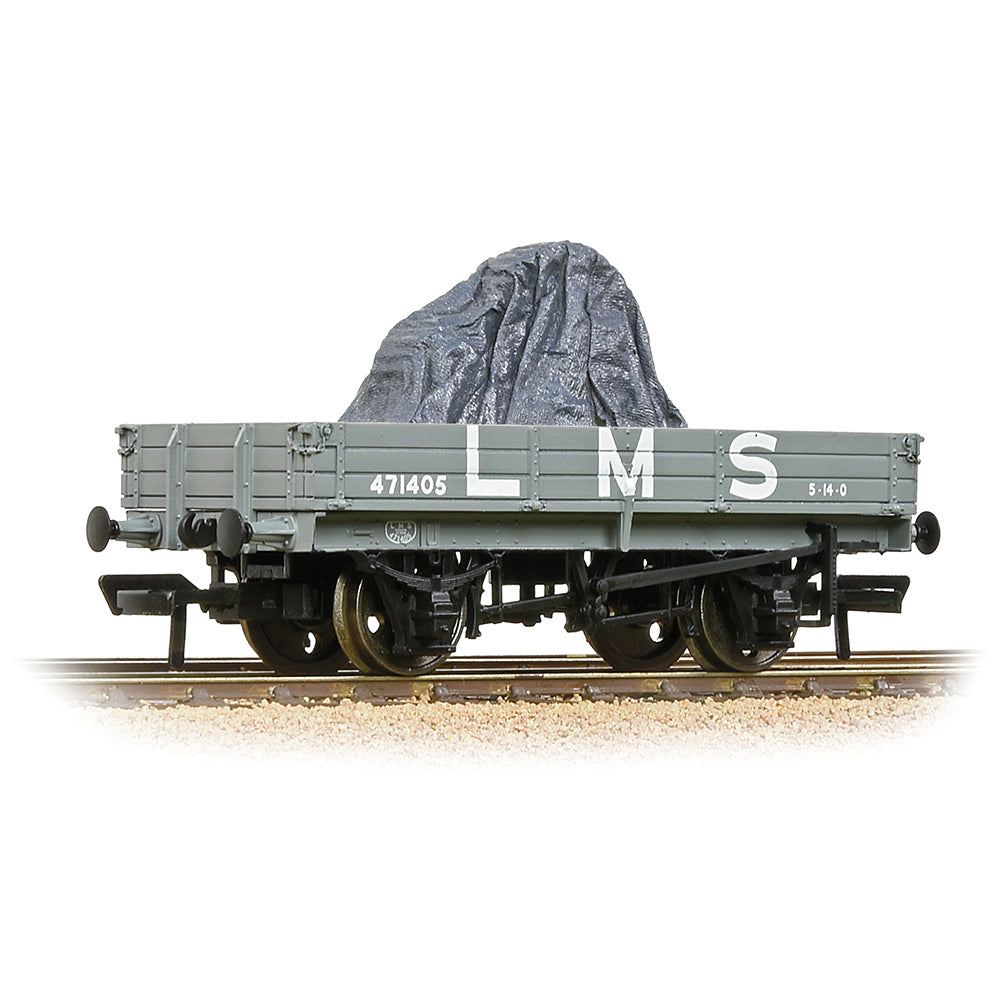 Bachmann 37-937 3 Plank Wagon LMS Grey - Includes Wagon Load, OO Gauge *LAST FEW*