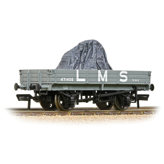 Bachmann 37-937 3 Plank Wagon LMS Grey - Includes Wagon Load, OO Gauge *LAST FEW*