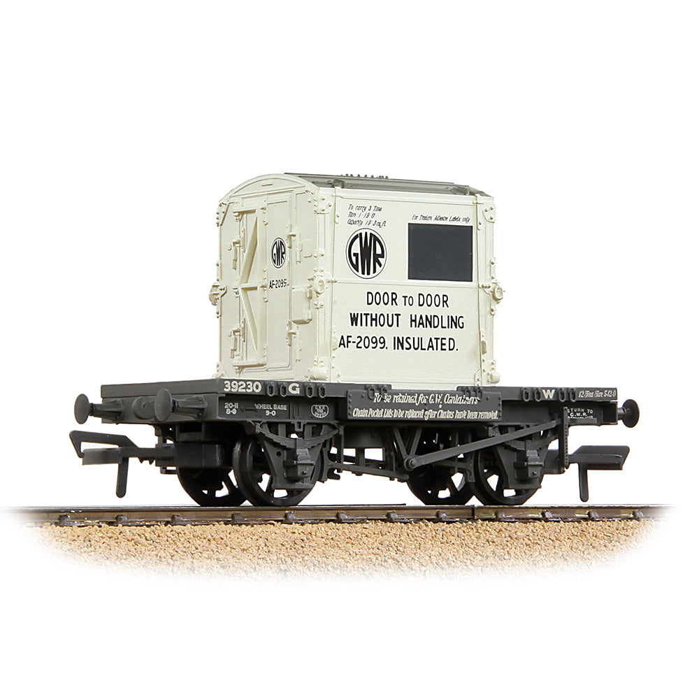 Bachmann 37-975B Conflat Wagon GWR Grey With 'GWR' AF Container - Weathered, OO Gauge *LAST FEW*