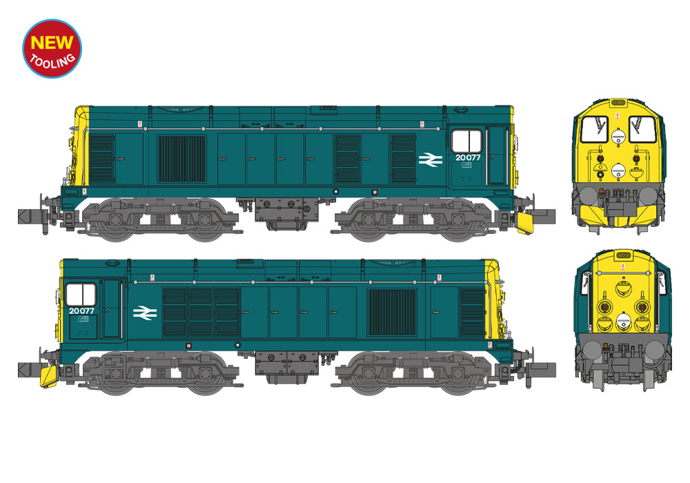 Farish 371-032B Class 20/0 Disc Headcode & Tablet Catcher Recess 20077 BR Blue N Gauge *PRE ORDER £144.46*