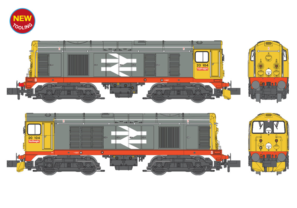 Farish 371-039A Class 20/0 Disc Headcode 20104 BR Railfreight (Red Stripe) N Gauge *PRE ORDER £144.46*