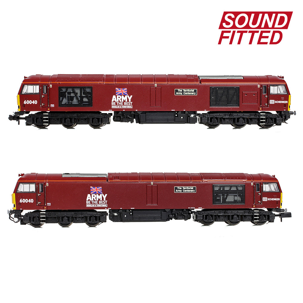 Farish 371-361SF Class 60 60040 'The Territorial Army Centenary' DB Schenker/Army Red N Gauge SOUND *LAST FEW*