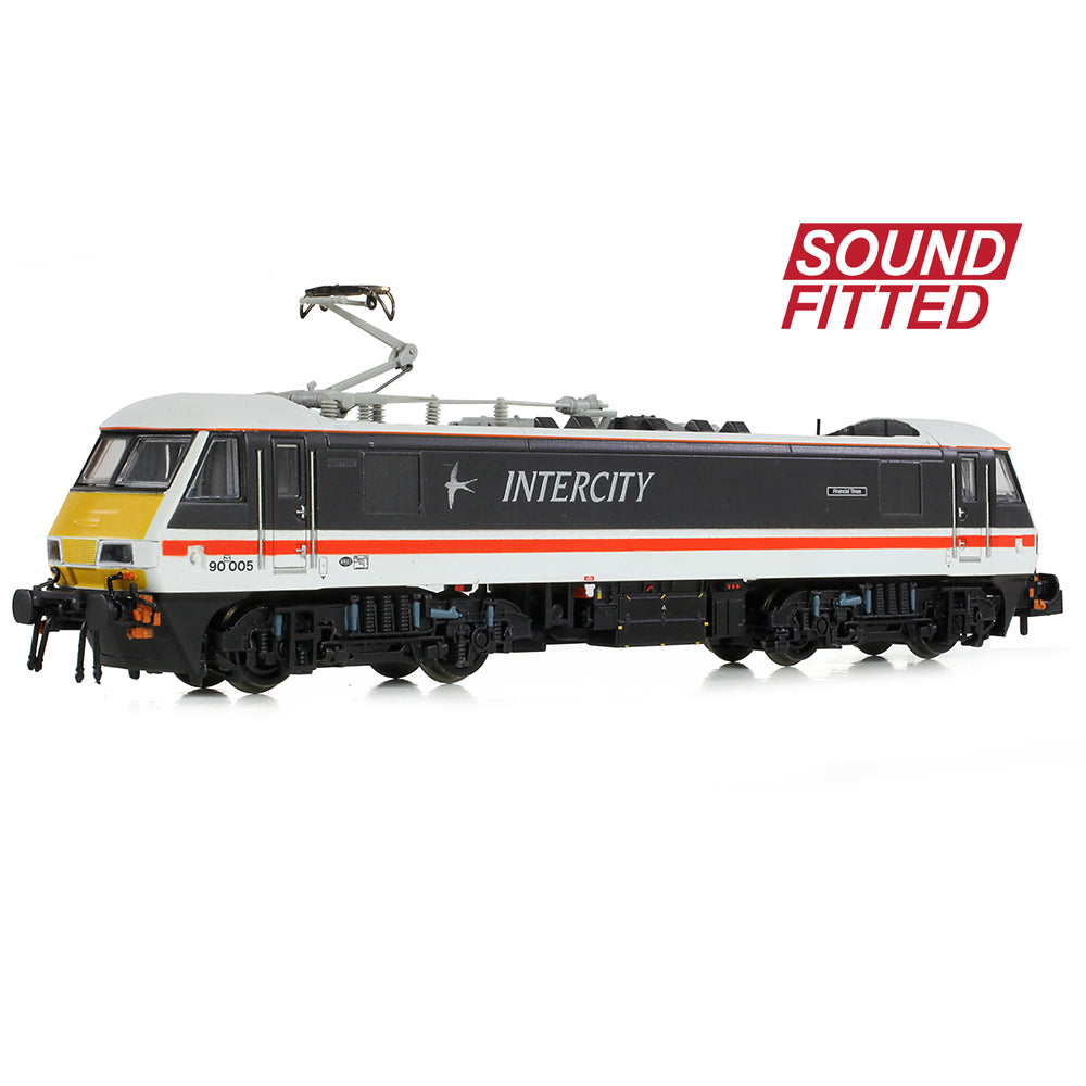 Farish 371-780SF Class 90/0 90005 'Financial Times' BR InterCity Swallow, N Gauge *LAST FEW*