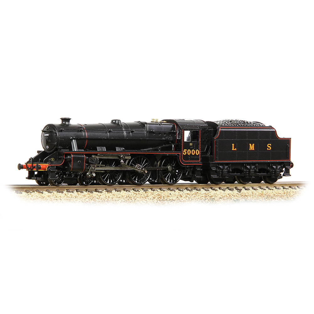 Farish 372-135A LMS 5MT 'Black 5' with Riveted Tender 5000 LMS Lined Black - N Gauge
