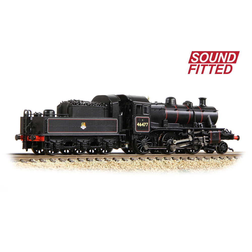 Farish 372-626ASF LMS Ivatt 2MT 46477 BR Lined Black (Early Emblem) - N Gauge