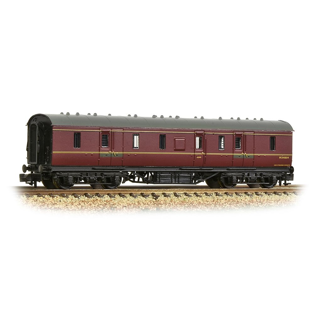 Farish 374-889A LMS Stanier 50ft Full Brake BR Maroon - N Gauge